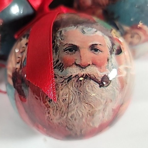 1995 VNT 12 Antique Santas Set of 12 bulb Christmas Tree Paper Ornaments w/ Box - Picture 9 of 15